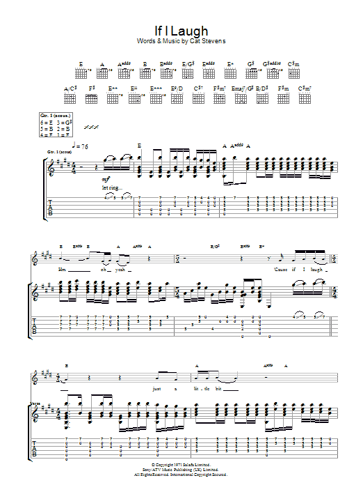 Cat Stevens If I Laugh sheet music notes and chords arranged for Guitar Tab