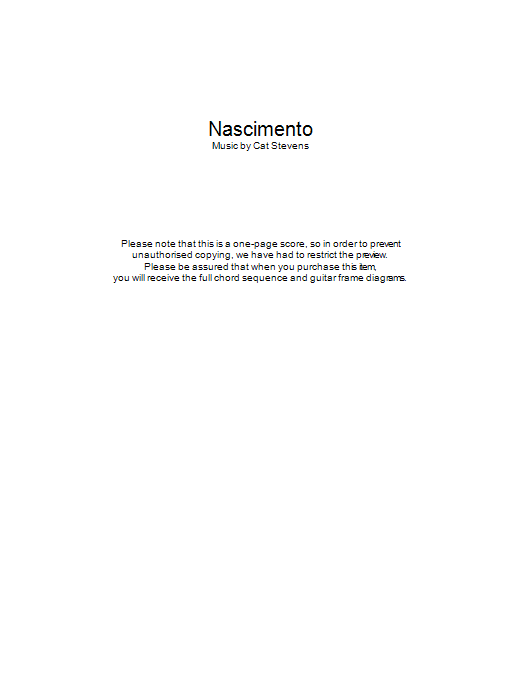 Cat Stevens Nascimento sheet music notes and chords arranged for Guitar Chords/Lyrics