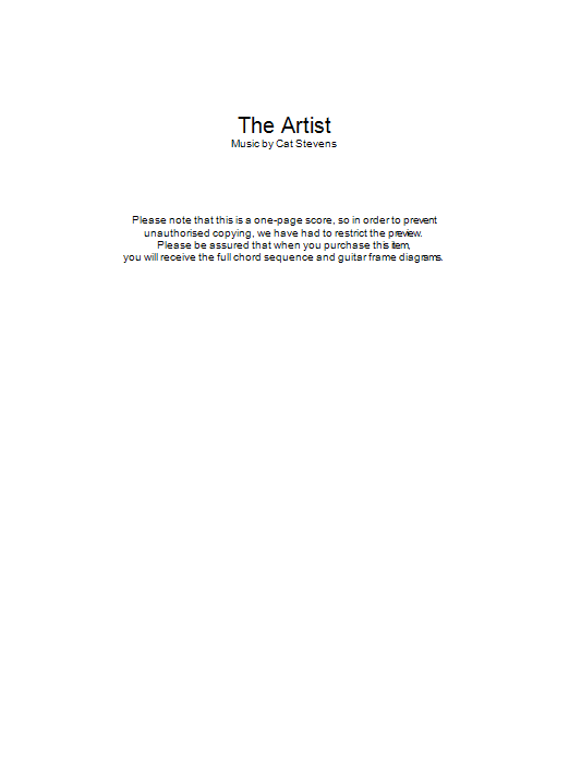 Cat Stevens The Artist sheet music notes and chords arranged for Guitar Chords/Lyrics