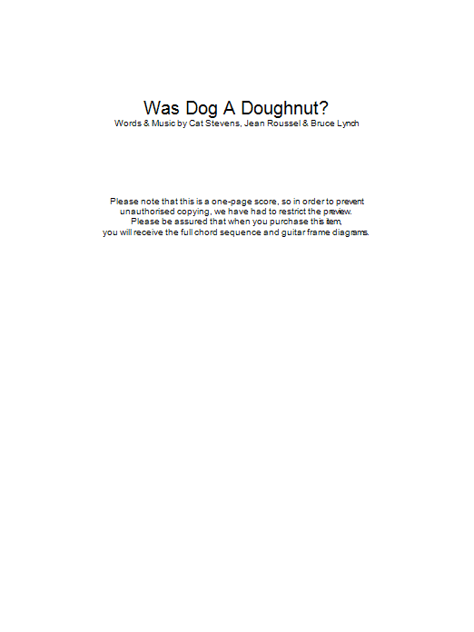 Cat Stevens Was Dog A Doughnut? sheet music notes and chords arranged for Guitar Chords/Lyrics