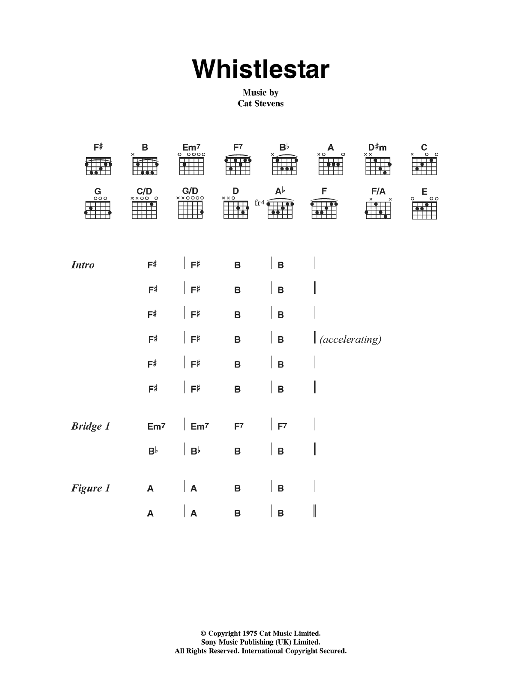 Cat Stevens Whistlestar sheet music notes and chords arranged for Guitar Chords/Lyrics