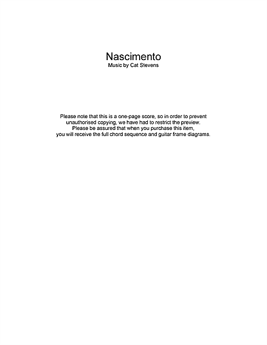 Cat Stevens Nascimento sheet music notes and chords arranged for Guitar Chords/Lyrics