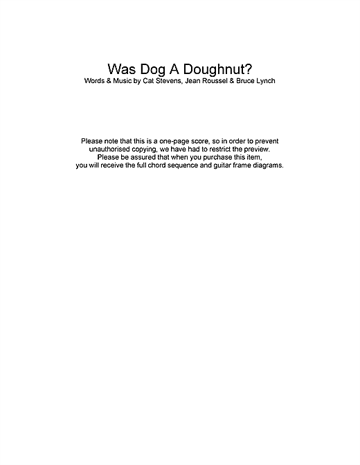 Cat Stevens Was Dog A Doughnut? sheet music notes and chords arranged for Guitar Chords/Lyrics
