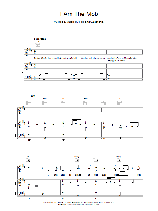 Catatonia I Am The Mob sheet music notes and chords arranged for Guitar Chords/Lyrics