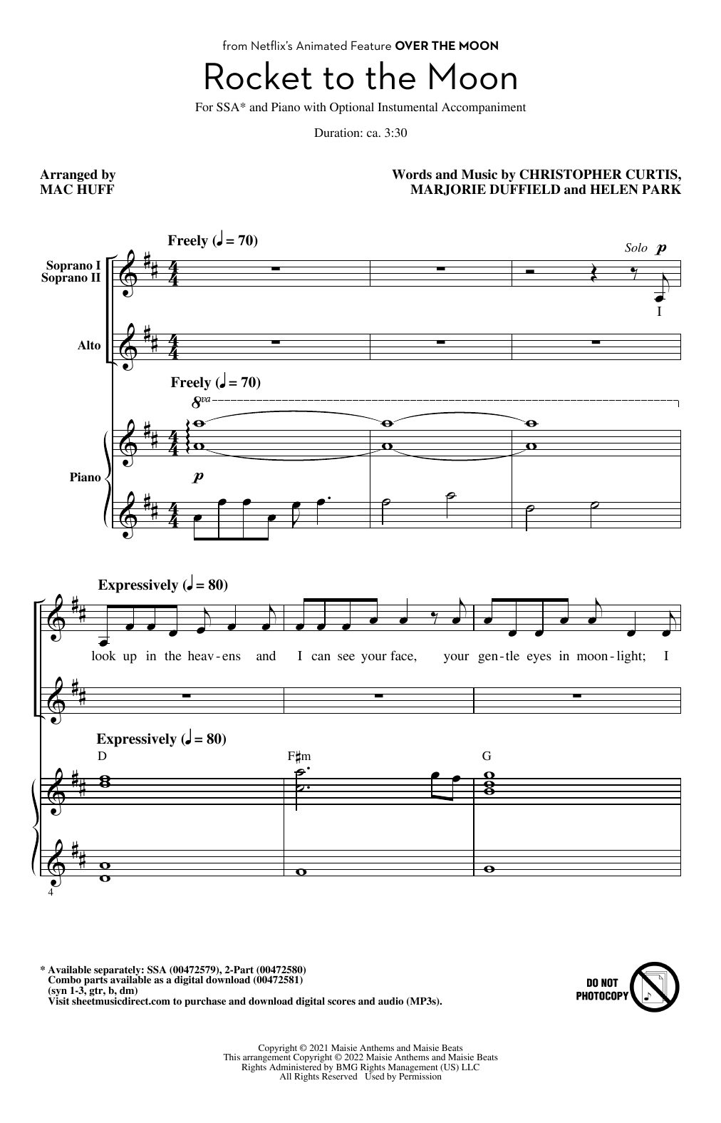 Cathy Ang Rocket To The Moon (from Over The Moon) (arr. Mac Huff) sheet music notes and chords arranged for 2-Part Choir