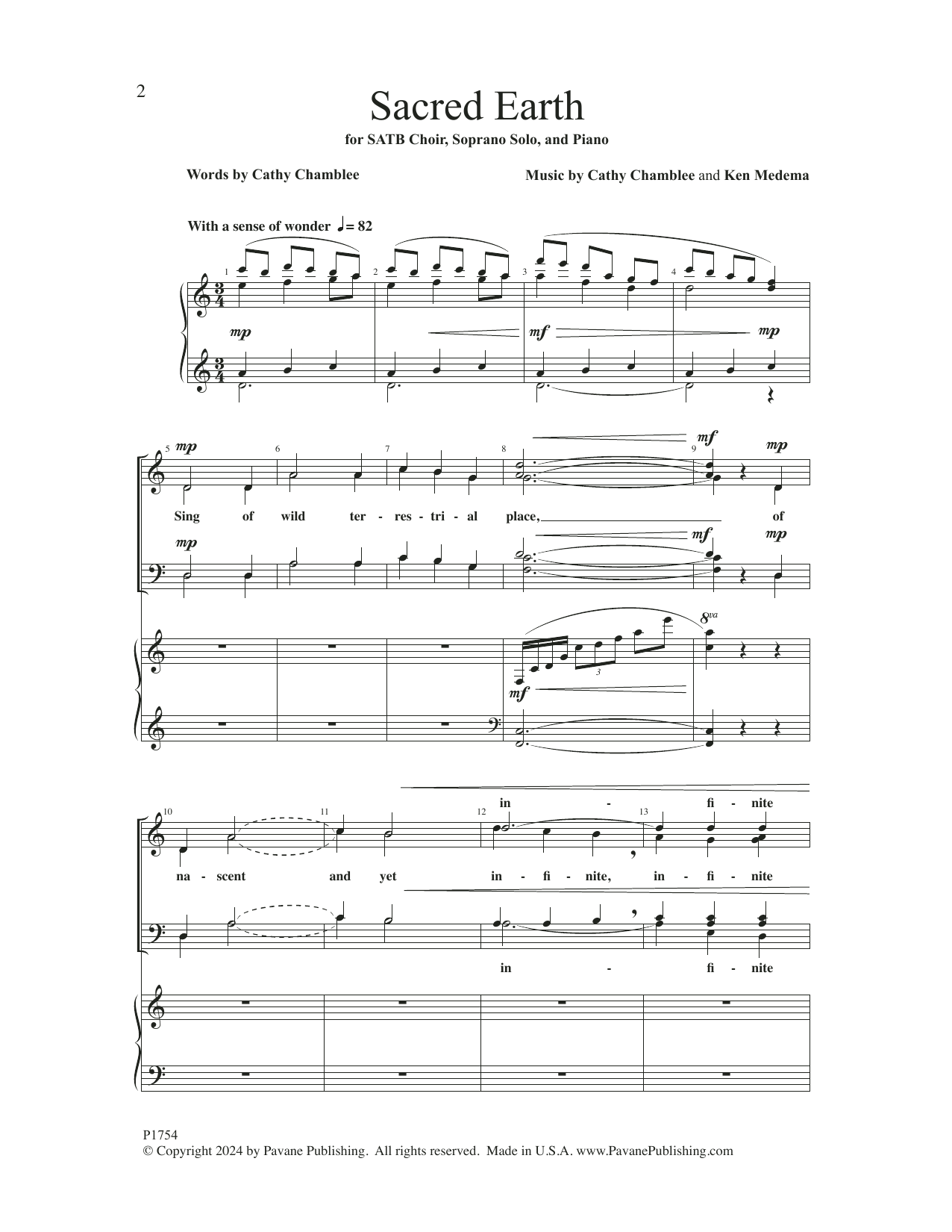 Cathy Chamblee Sacred Earth sheet music notes and chords arranged for SATB Choir