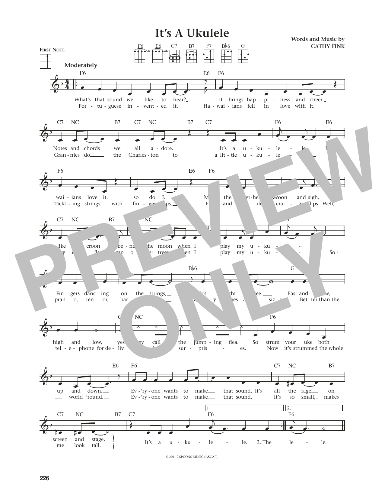 Cathy Fink It's A Ukulele (from The Daily Ukulele) (arr. Jim Beloff) sheet music notes and chords arranged for Ukulele