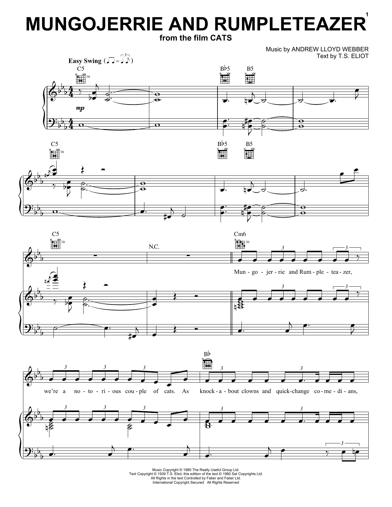 Cats Cast Mungojerrie And Rumpleteazer (from the Motion Picture Cats) sheet music notes and chords arranged for Piano, Vocal & Guitar Chords (Right-Hand Melody)