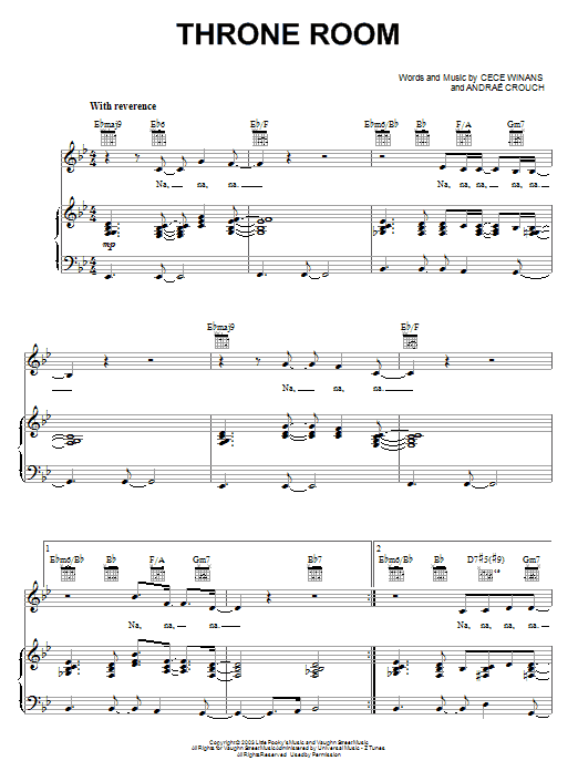 CeCe Winans Throne Room sheet music notes and chords arranged for Piano, Vocal & Guitar Chords (Right-Hand Melody)