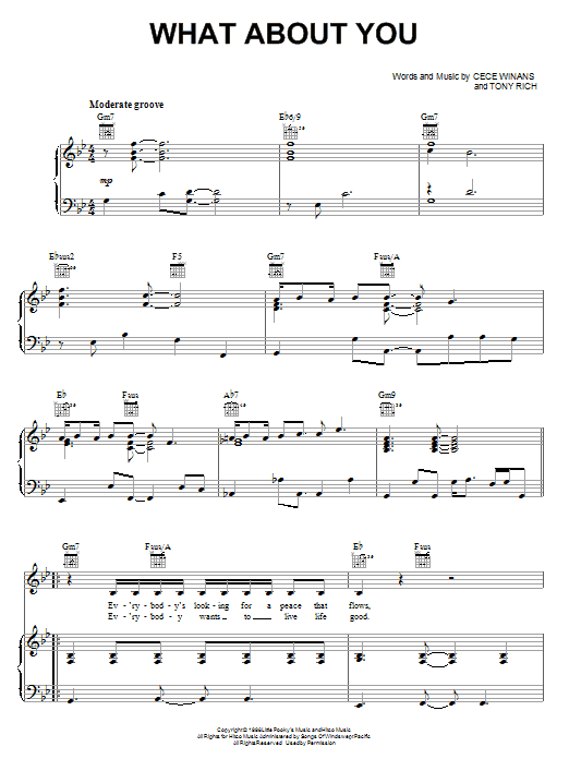 CeCe Winans What About You sheet music notes and chords arranged for Piano, Vocal & Guitar Chords (Right-Hand Melody)