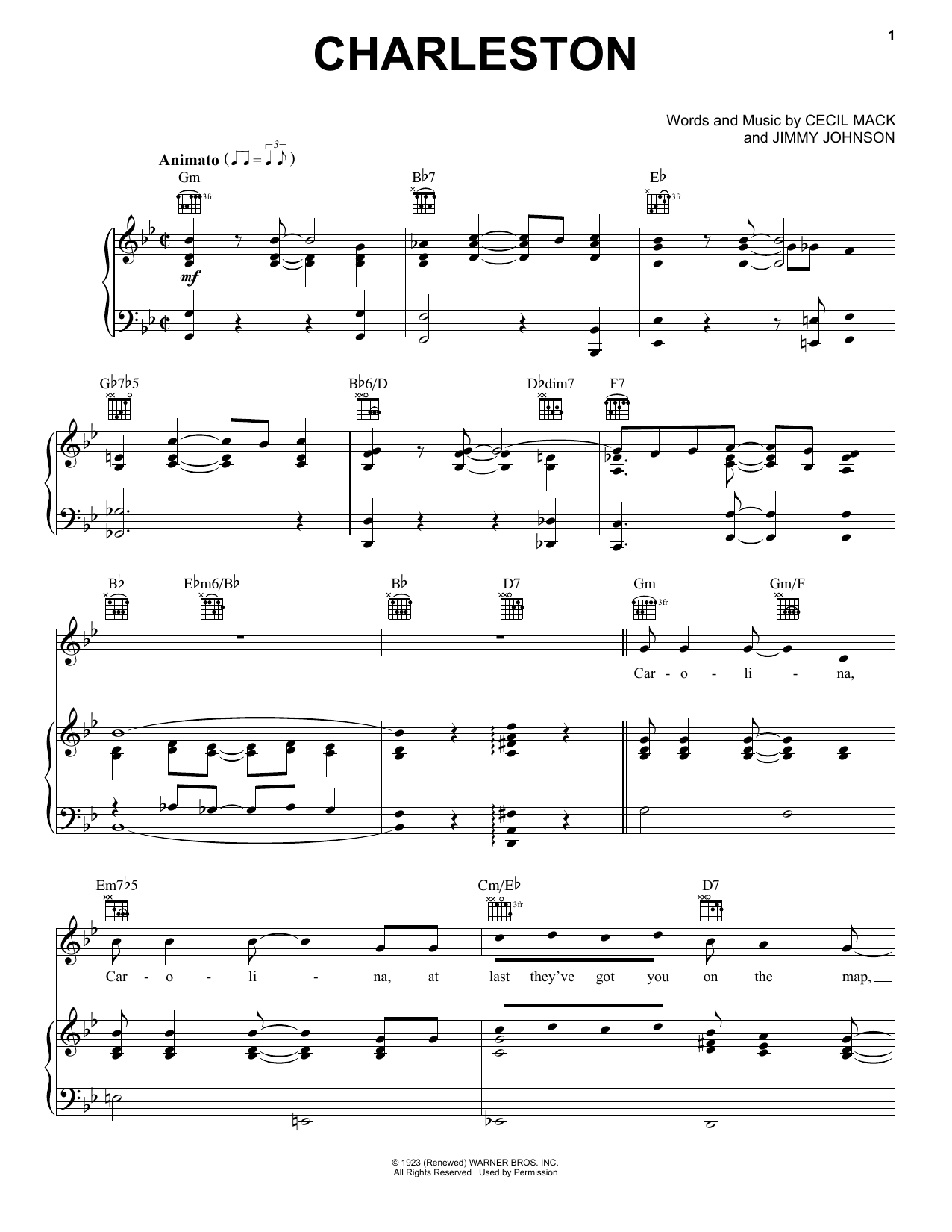 Cecil Mack Charleston sheet music notes and chords arranged for Easy Piano