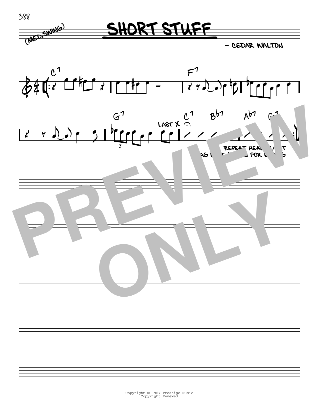 Cedar Walton Short Stuff sheet music notes and chords arranged for Real Book – Melody & Chords