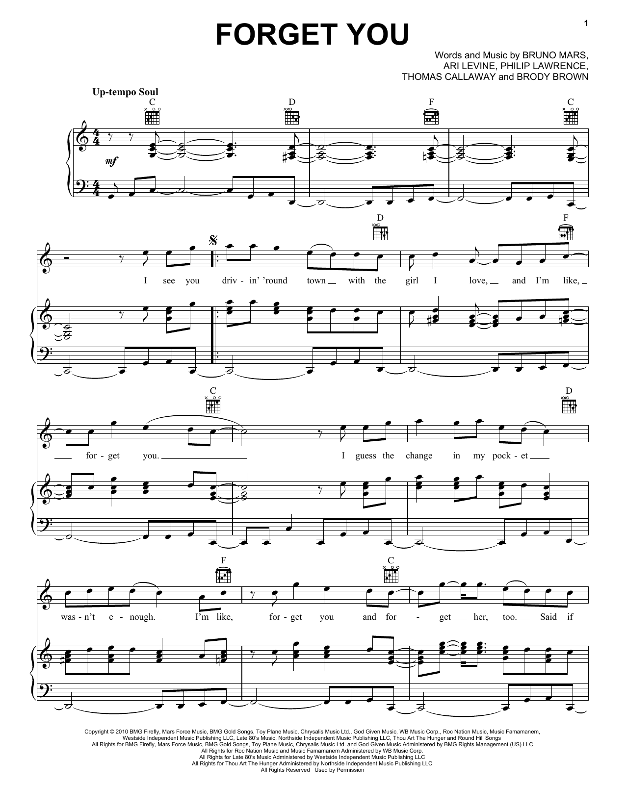 Cee Lo Green F**k You (Forget You) sheet music notes and chords arranged for Guitar Tab (Single Guitar)