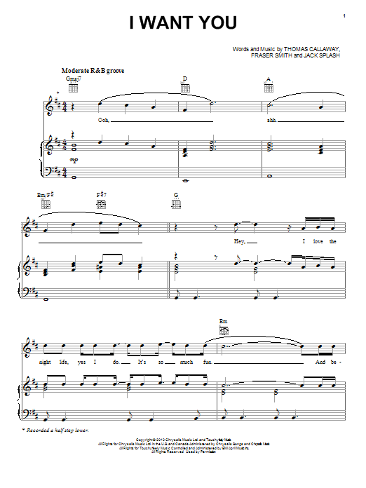 Cee Lo Green I Want You sheet music notes and chords arranged for Piano, Vocal & Guitar Chords (Right-Hand Melody)