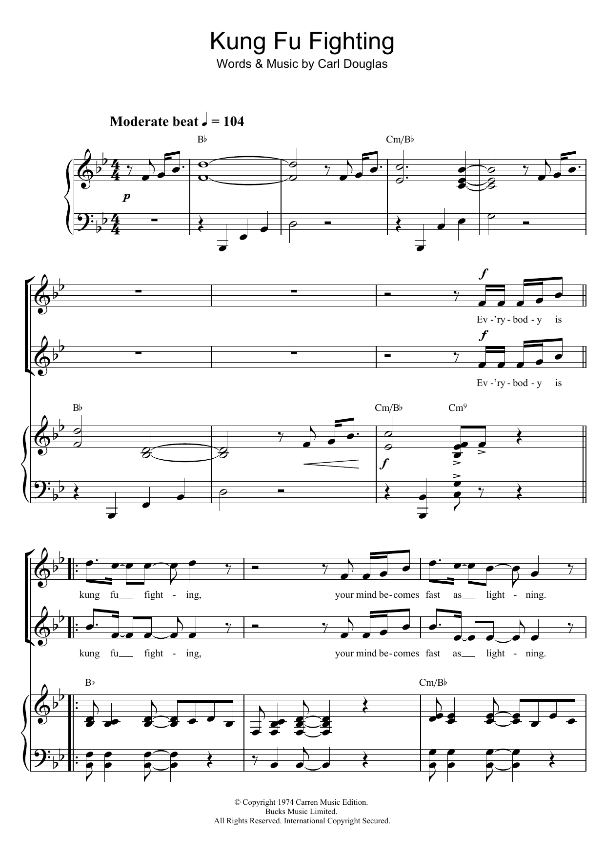 Cee Lo Green Kung Fu Fighting sheet music notes and chords arranged for Choir