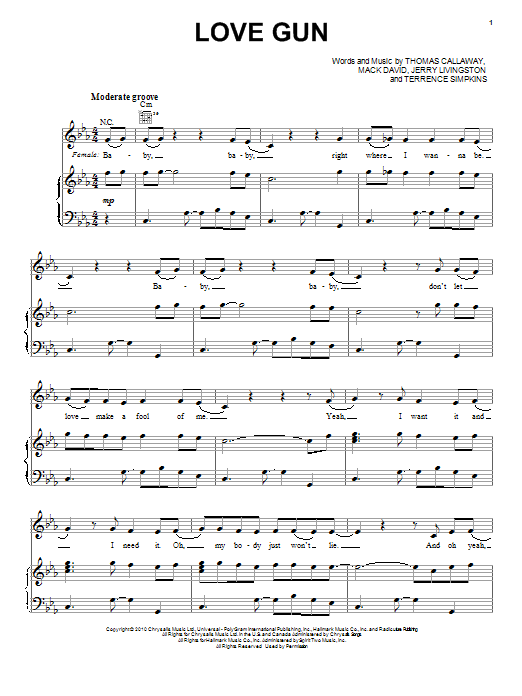 Cee Lo Green Love Gun sheet music notes and chords arranged for Piano, Vocal & Guitar Chords (Right-Hand Melody)