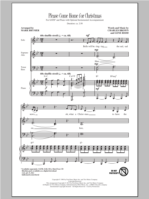 Cee Lo Green Please Come Home For Christmas (arr. Mark Brymer) sheet music notes and chords arranged for SSA Choir