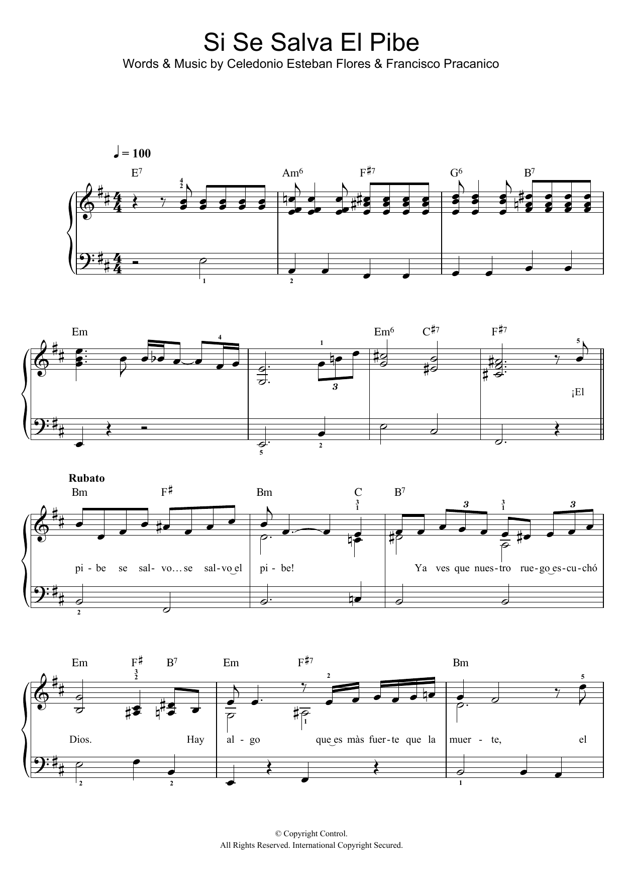 Celedonio Flores Si Se Salva El Pibe sheet music notes and chords arranged for Easy Piano