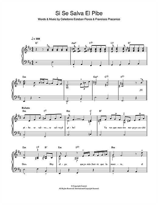 Celedonio Flores Si Se Salva El Pibe sheet music notes and chords arranged for Easy Piano