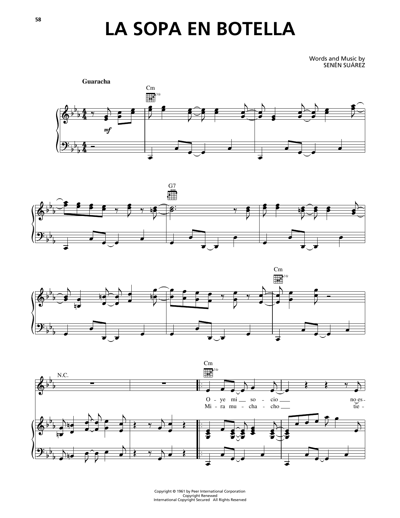 Celia Cruz & Johnny Pacheco La Sopa En Botella sheet music notes and chords arranged for Piano, Vocal & Guitar Chords (Right-Hand Melody)