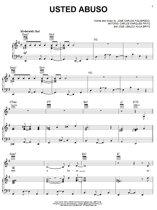 Celia Cruz Usted Abuso sheet music notes and chords arranged for Piano, Vocal & Guitar Chords (Right-Hand Melody)