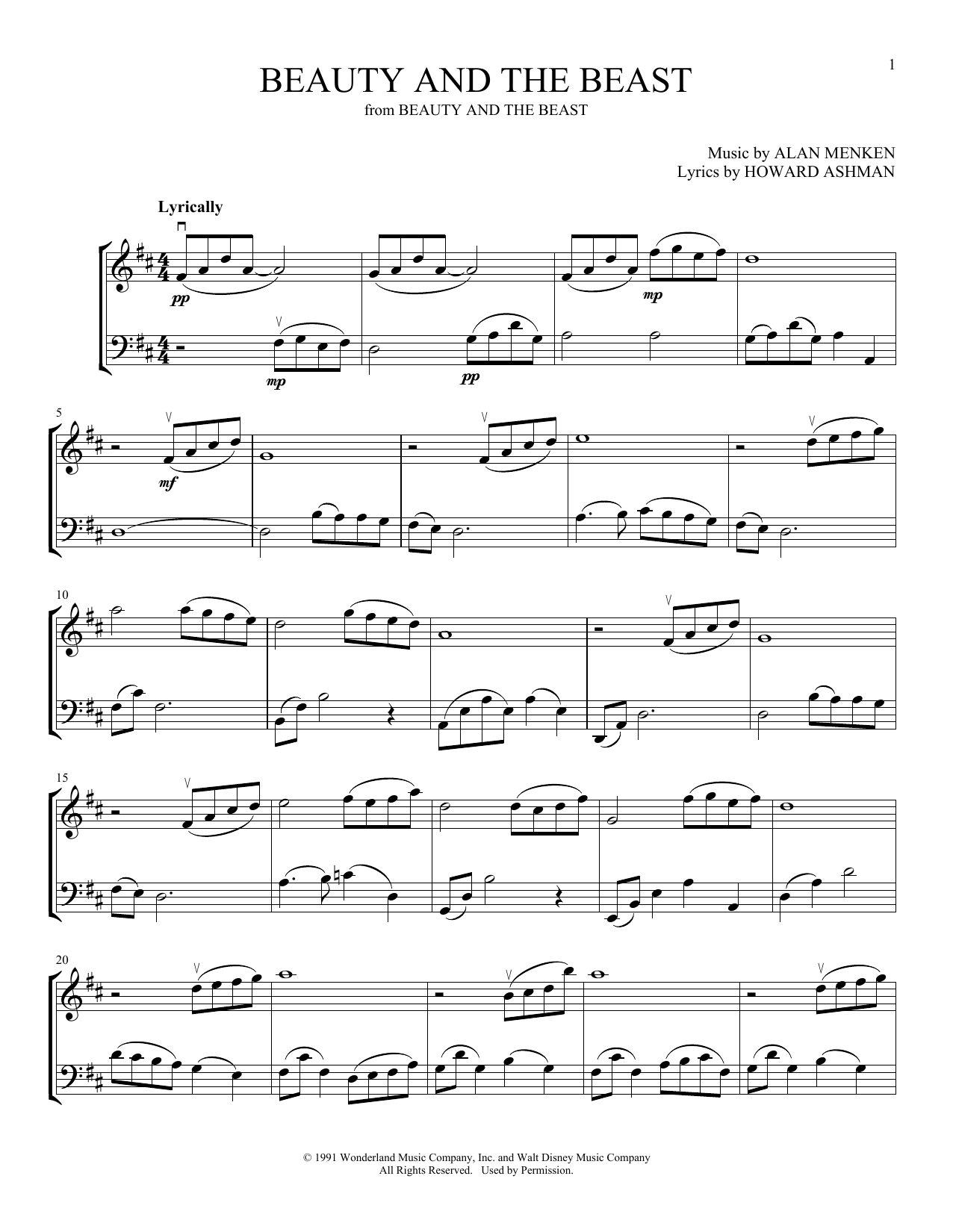 Celine Dion & Peabo Bryson 'Beauty And The Beast' Sheet Music: Download ...