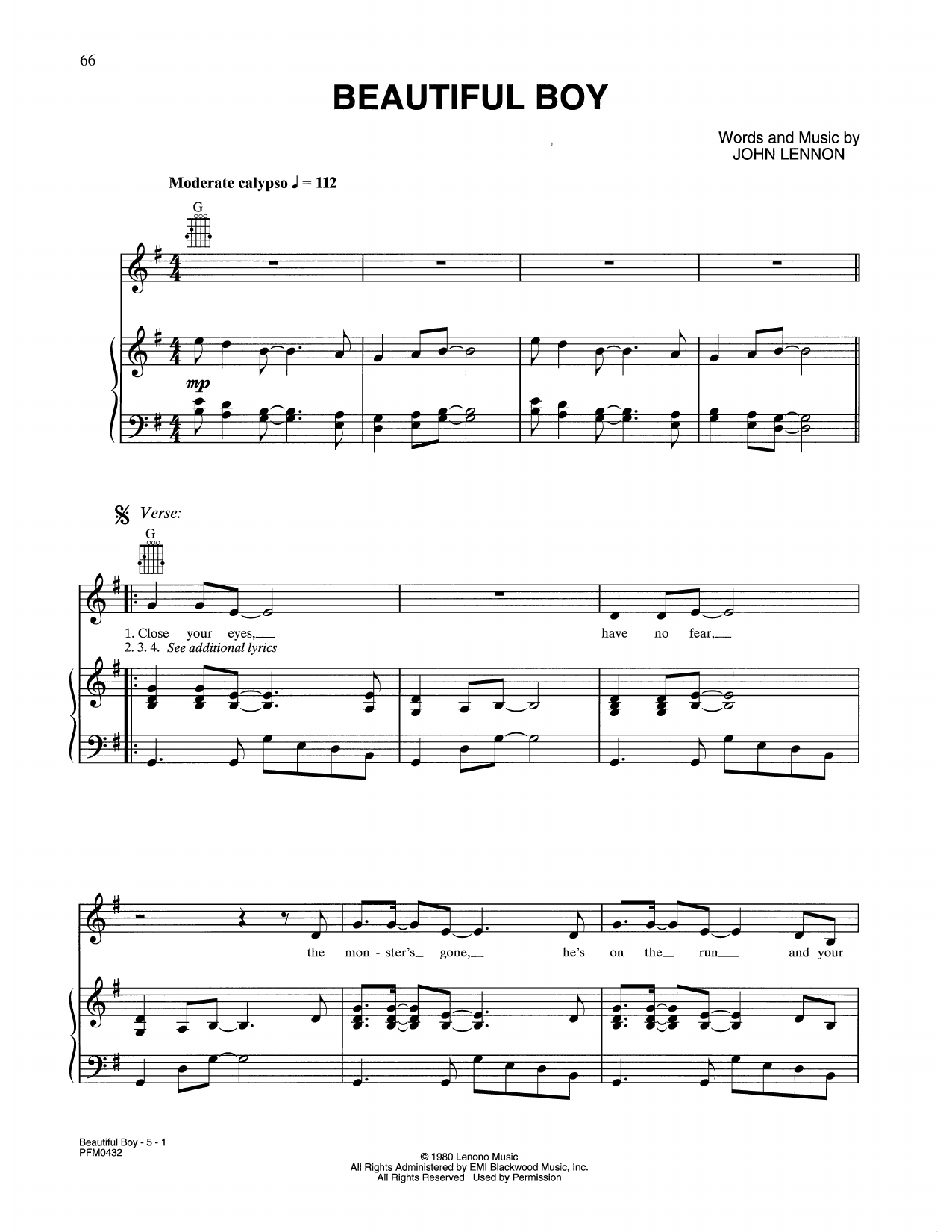 Celine Dion Beautiful Boy (Darling Boy) sheet music notes and chords arranged for Piano, Vocal & Guitar Chords (Right-Hand Melody)