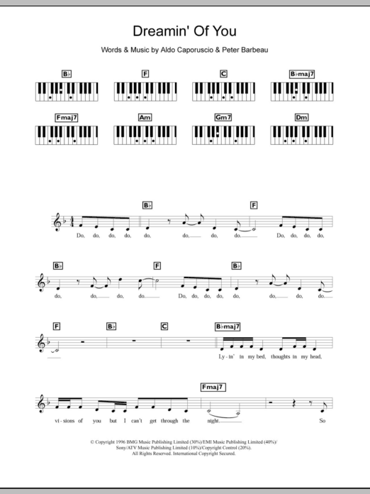 Celine Dion Dreamin' Of You sheet music notes and chords arranged for Piano Chords/Lyrics