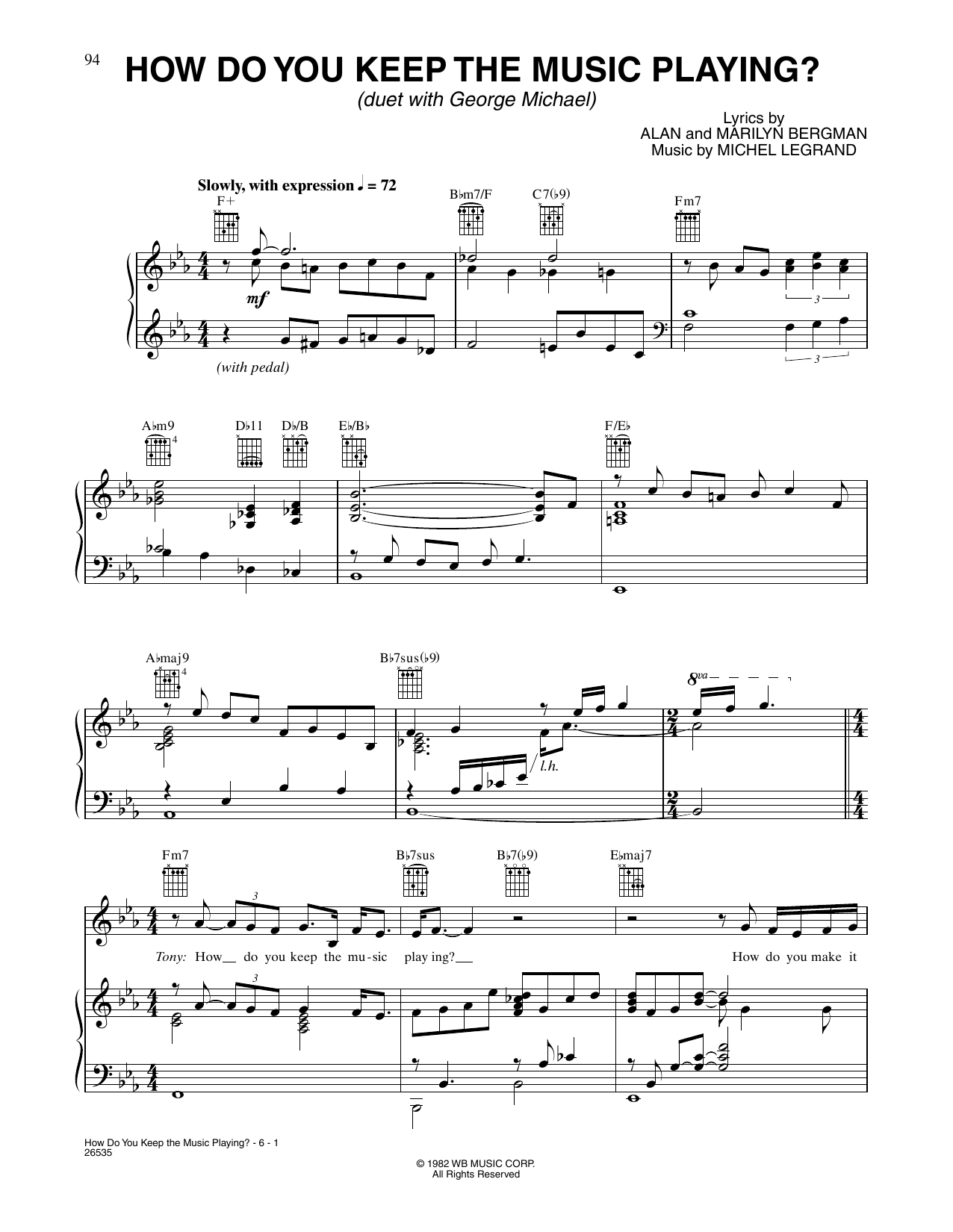 CÉLINE DION How Do You Keep The Music Playing? sheet music notes and chords arranged for Piano, Vocal & Guitar Chords (Right-Hand Melody)