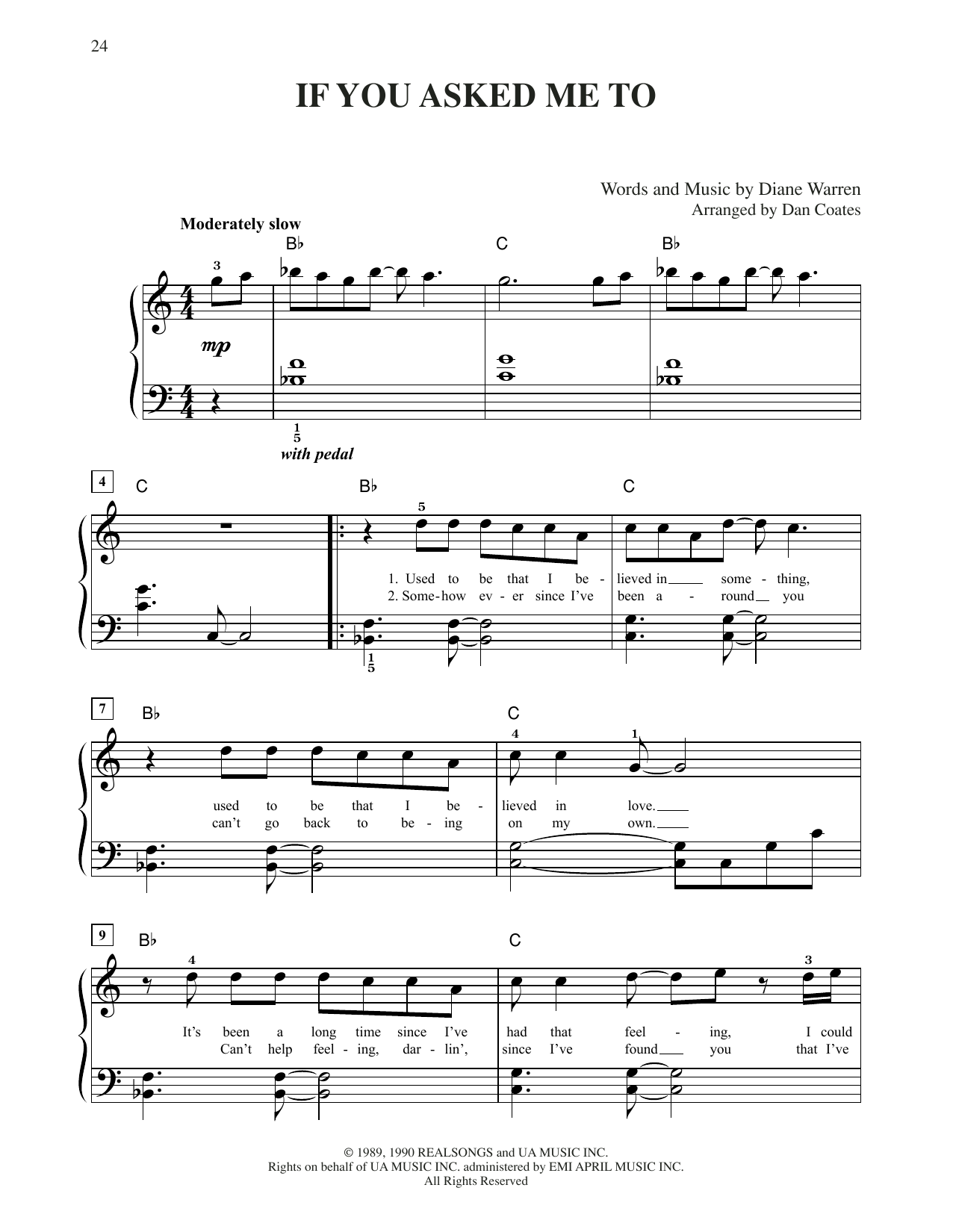 CÉLINE DION If You Asked Me To sheet music notes and chords arranged for Piano, Vocal & Guitar Chords (Right-Hand Melody)