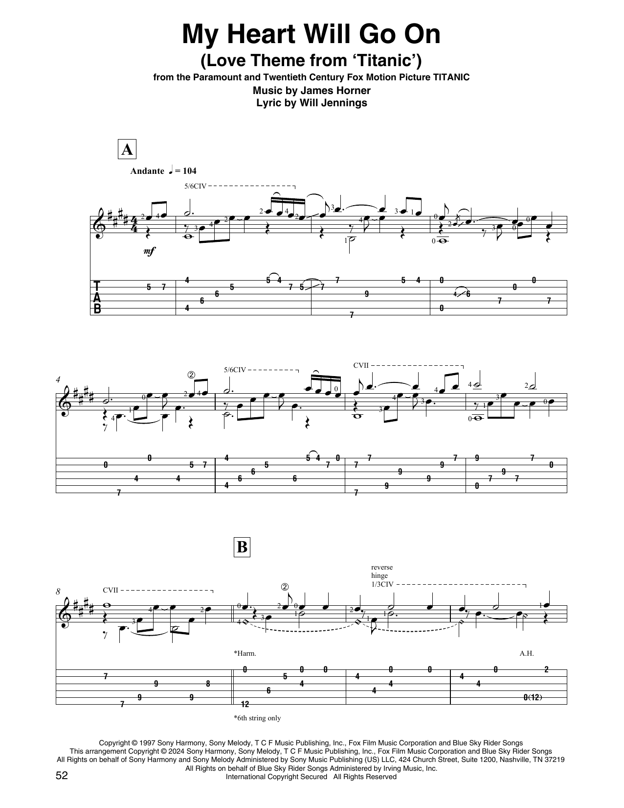 Celine Dion My Heart Will Go On (Love Theme From 'Titanic') (arr. David Jaggs) sheet music notes and chords arranged for Solo Guitar