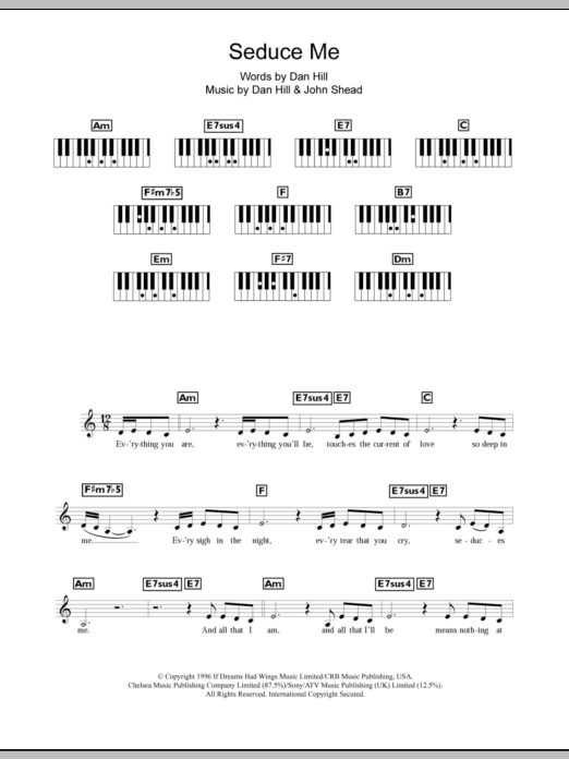 Celine Dion Seduces Me sheet music notes and chords arranged for Piano Chords/Lyrics