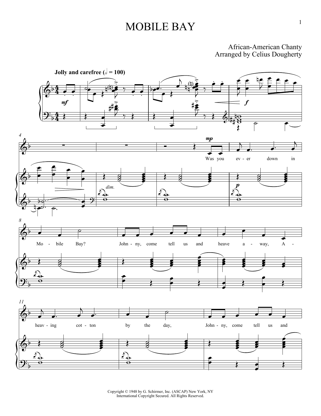Celius Dougherty Mobile Bay sheet music notes and chords arranged for Piano & Vocal