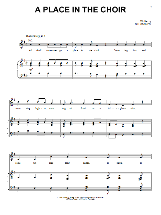 Celtic Thunder A Place In The Choir sheet music notes and chords arranged for Piano, Vocal & Guitar Chords (Right-Hand Melody)