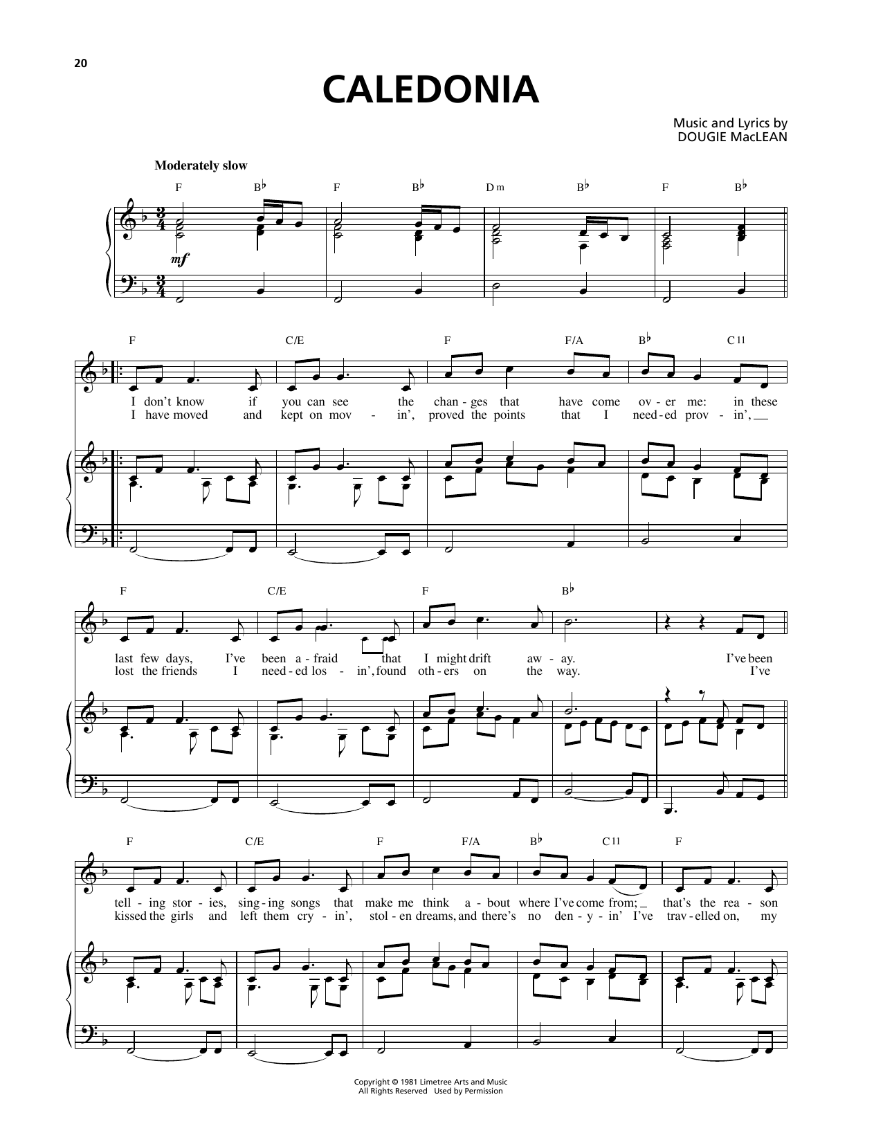 Celtic Thunder Caledonia sheet music notes and chords arranged for Piano & Vocal