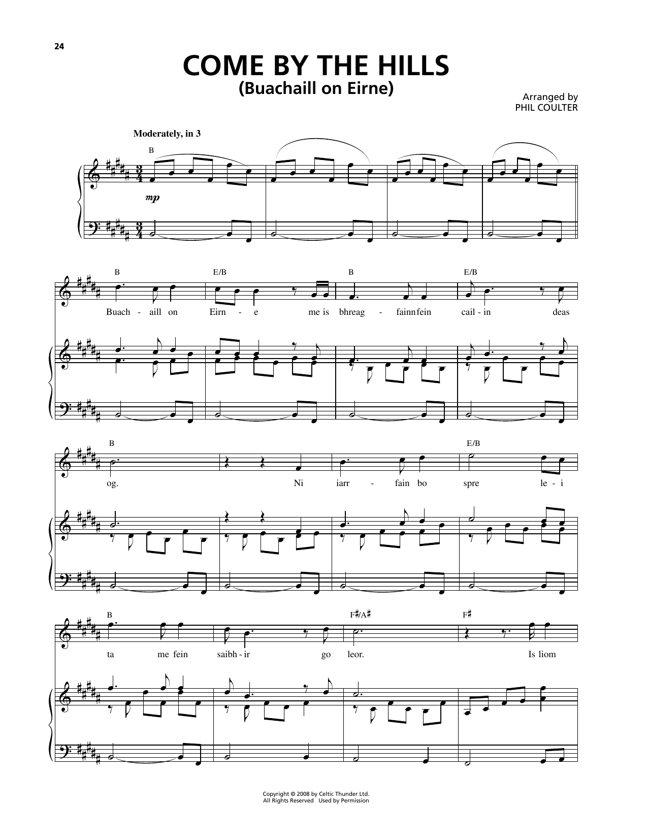 Celtic Thunder Come By The Hills (Buachaill On Eirne) sheet music notes and chords arranged for Piano & Vocal