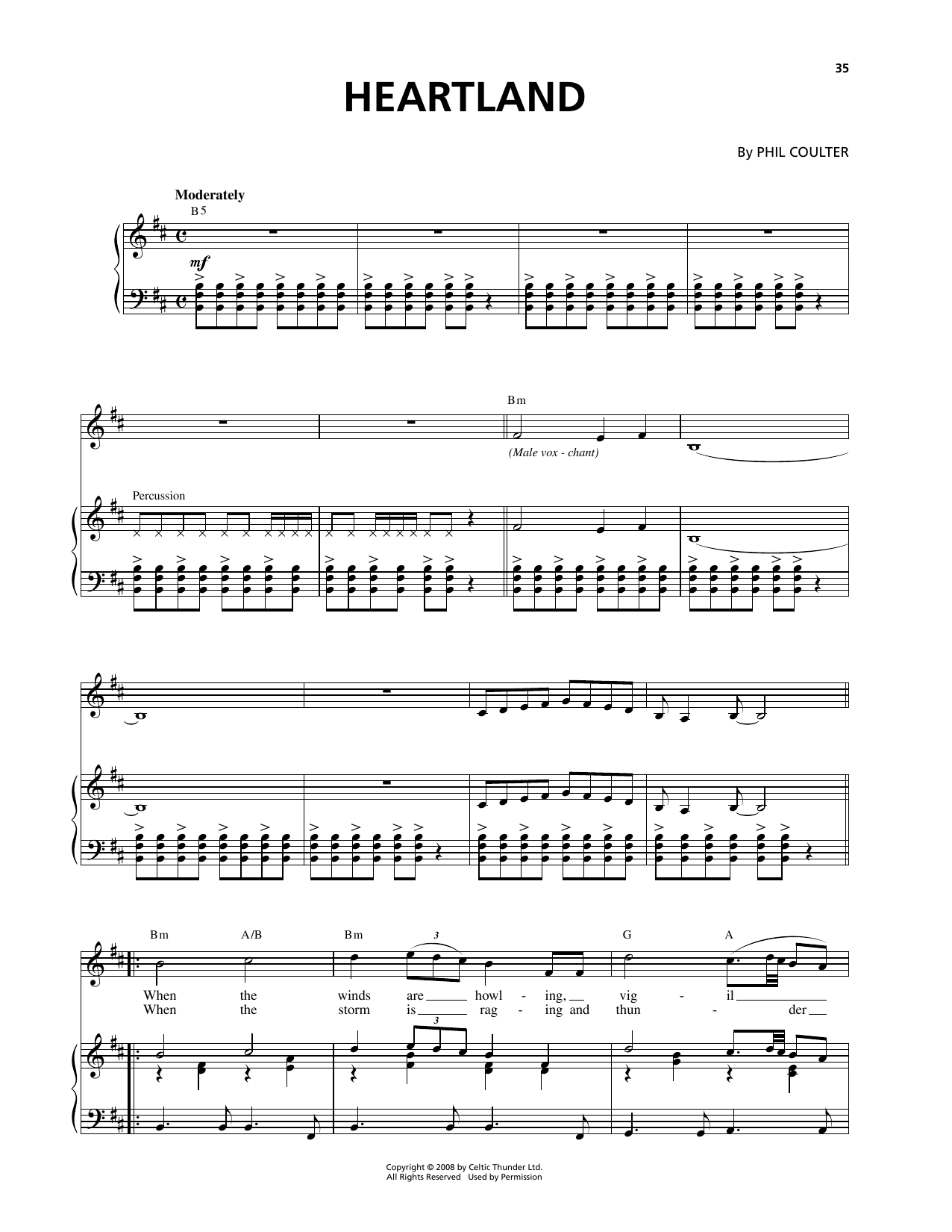 Celtic Thunder Heartland sheet music notes and chords arranged for Piano & Vocal