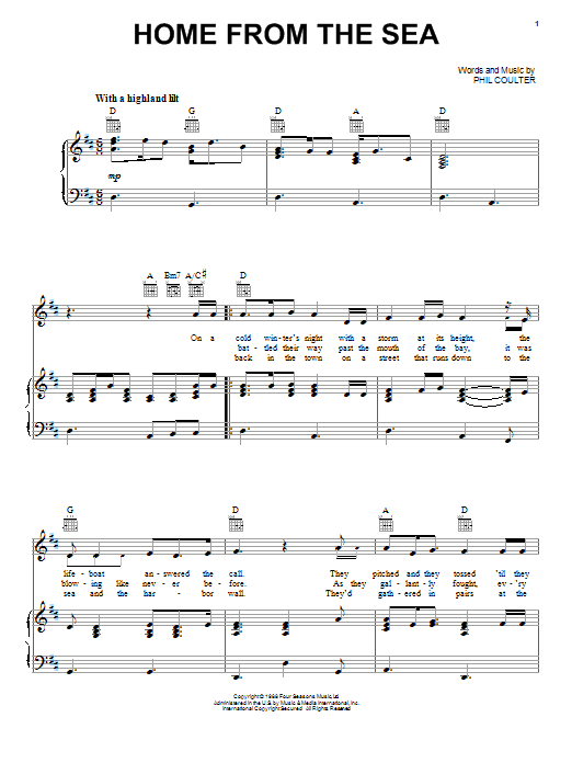 Celtic Thunder Home From The Sea sheet music notes and chords arranged for Piano, Vocal & Guitar Chords (Right-Hand Melody)