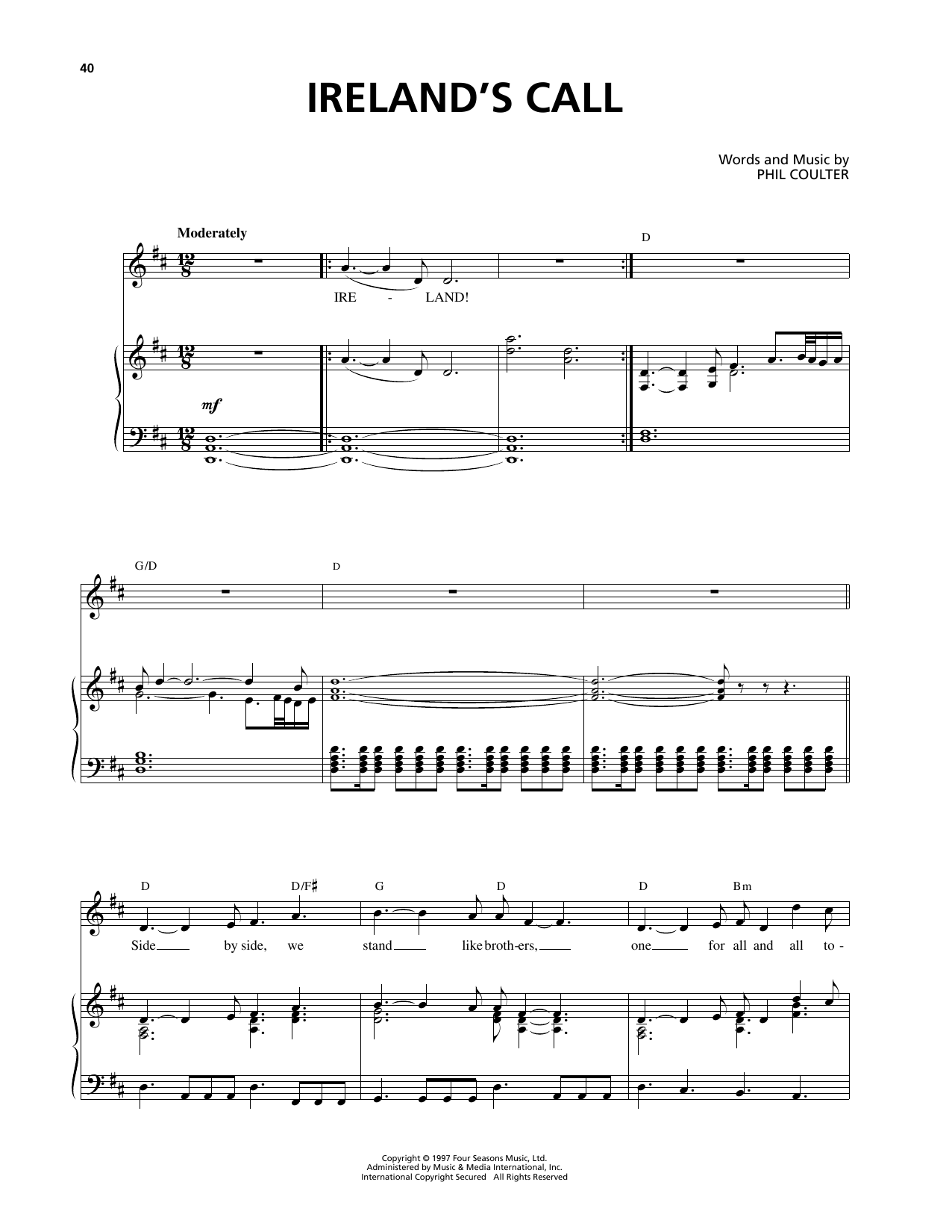 Celtic Thunder Ireland's Call sheet music notes and chords arranged for Piano & Vocal