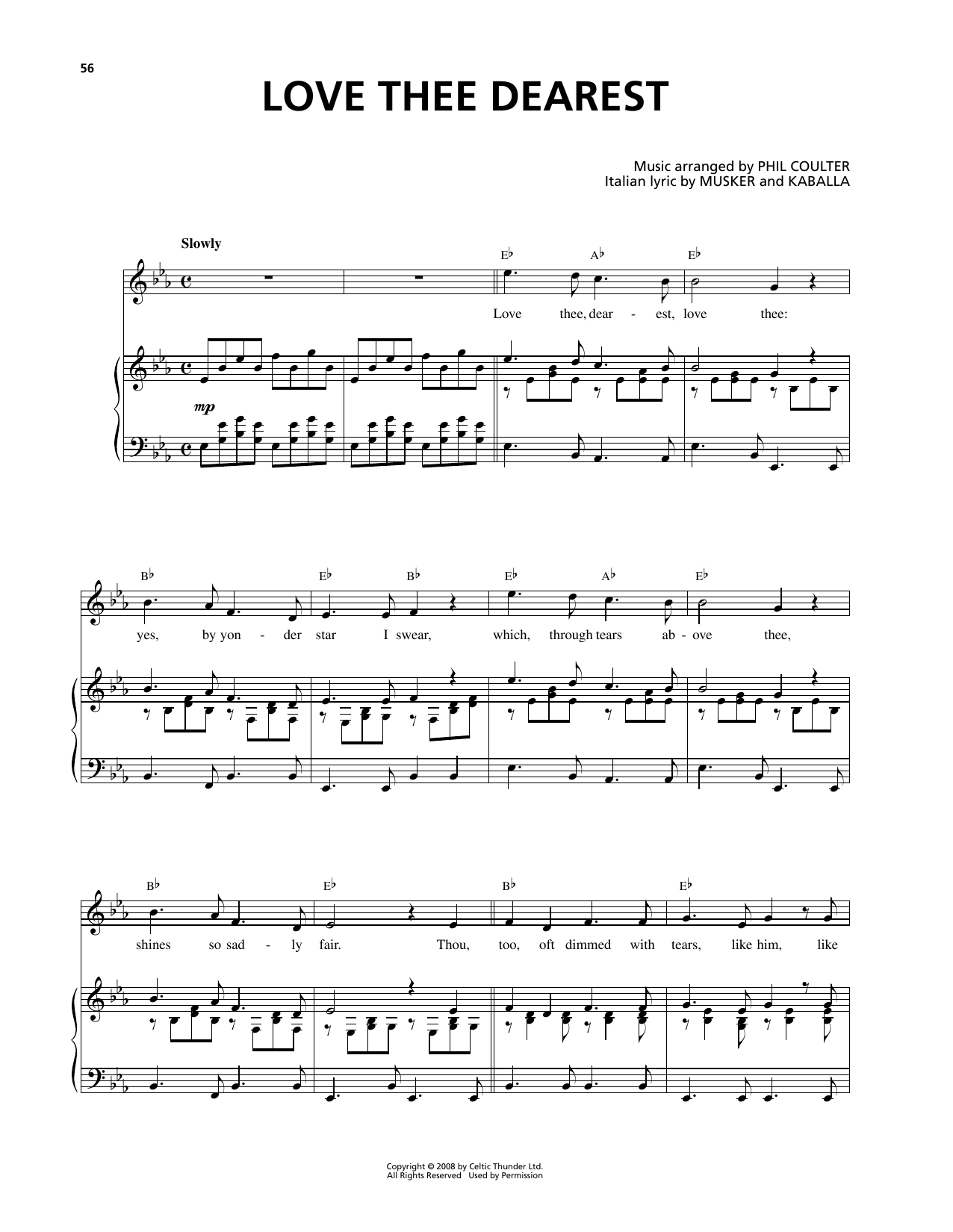 Celtic Thunder Love Thee Dearest sheet music notes and chords arranged for Piano & Vocal