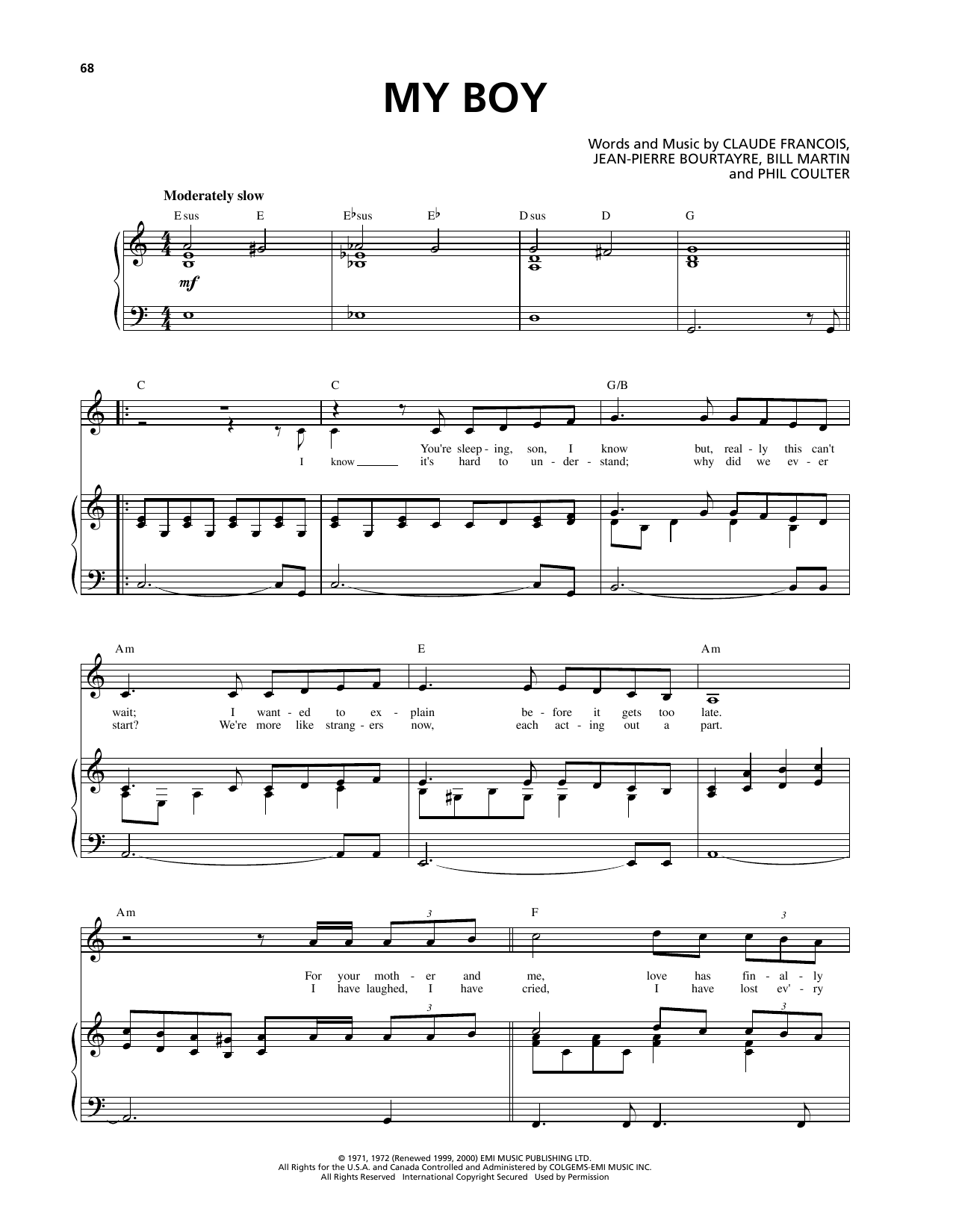 Celtic Thunder My Boy sheet music notes and chords arranged for Piano & Vocal