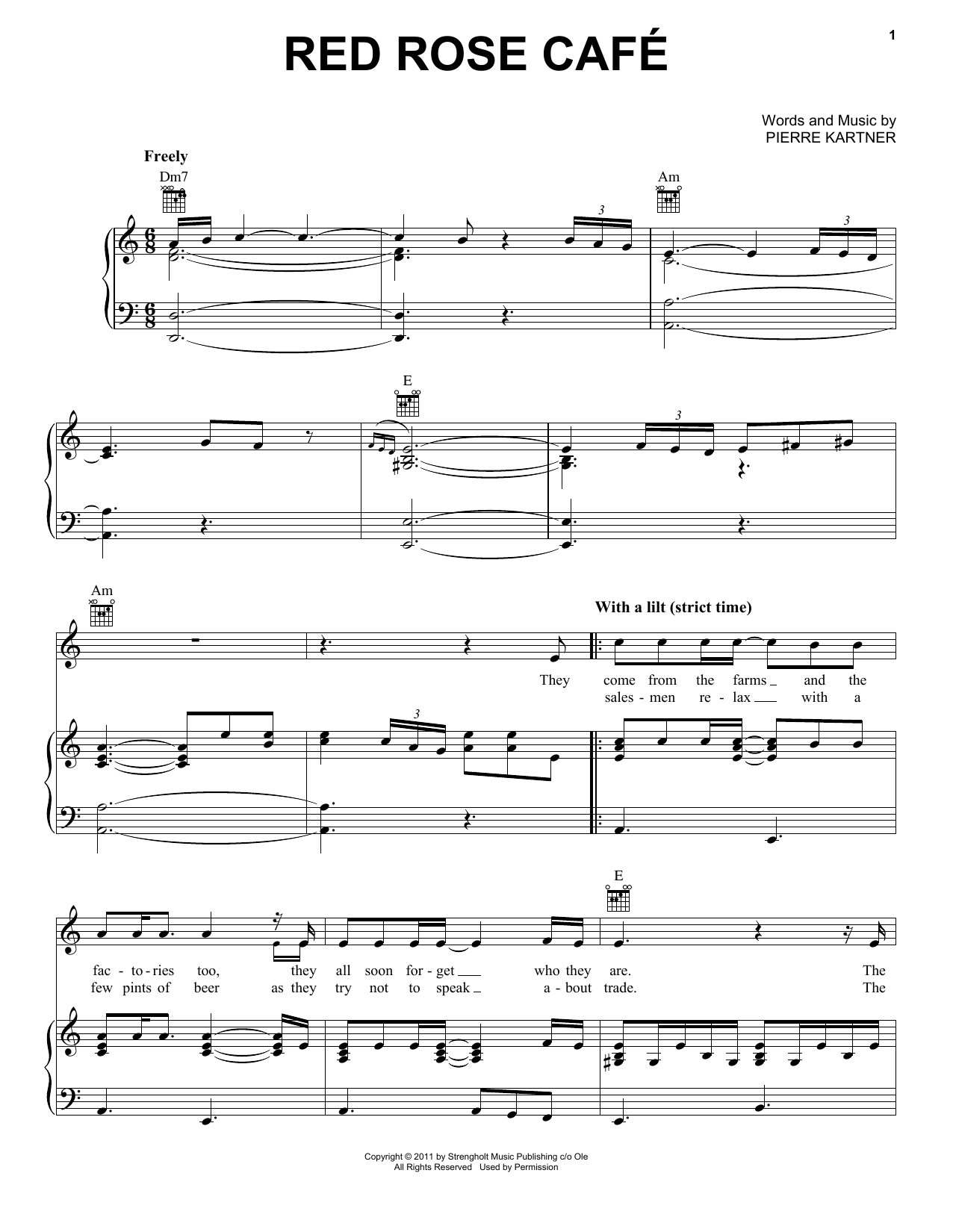 Celtic Thunder Red Rose Cafe sheet music notes and chords arranged for Piano, Vocal & Guitar Chords (Right-Hand Melody)