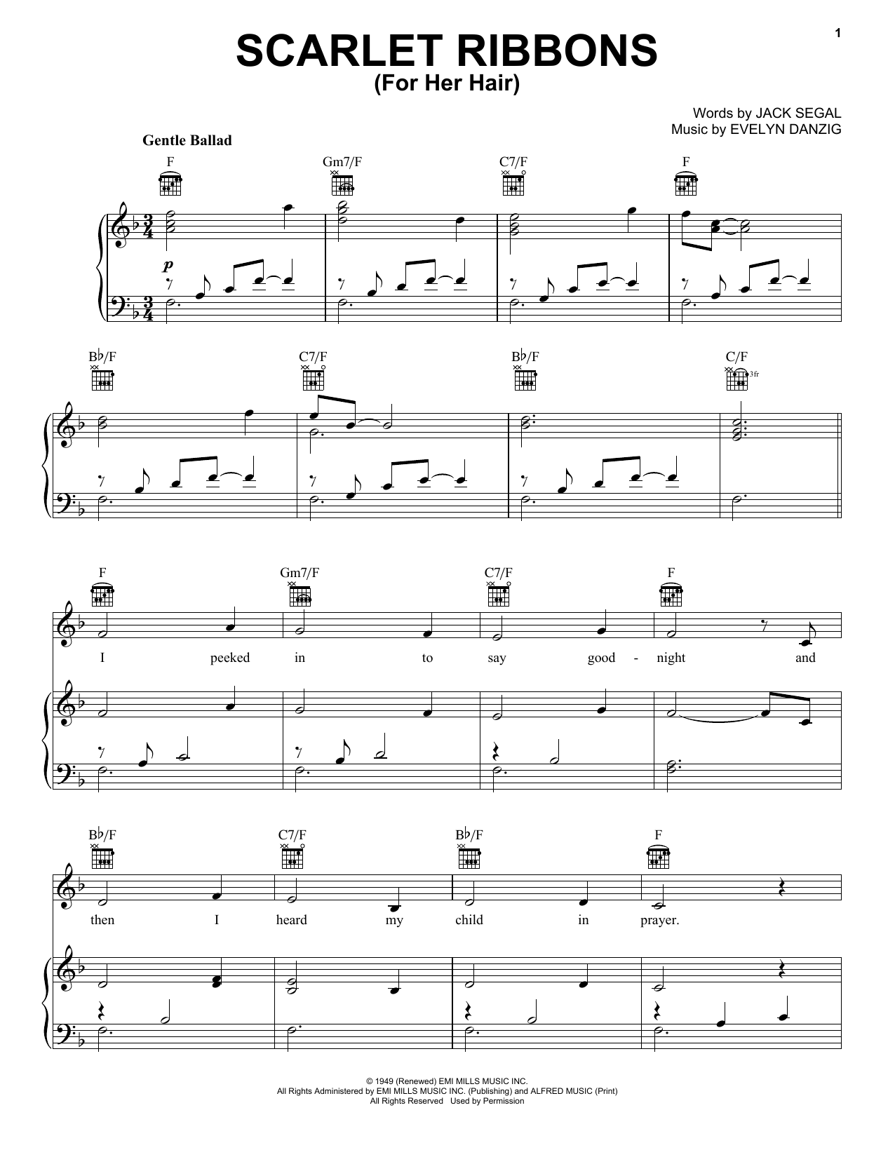 Celtic Thunder Scarlet Ribbons (For Her Hair) sheet music notes and chords arranged for Piano, Vocal & Guitar Chords (Right-Hand Melody)