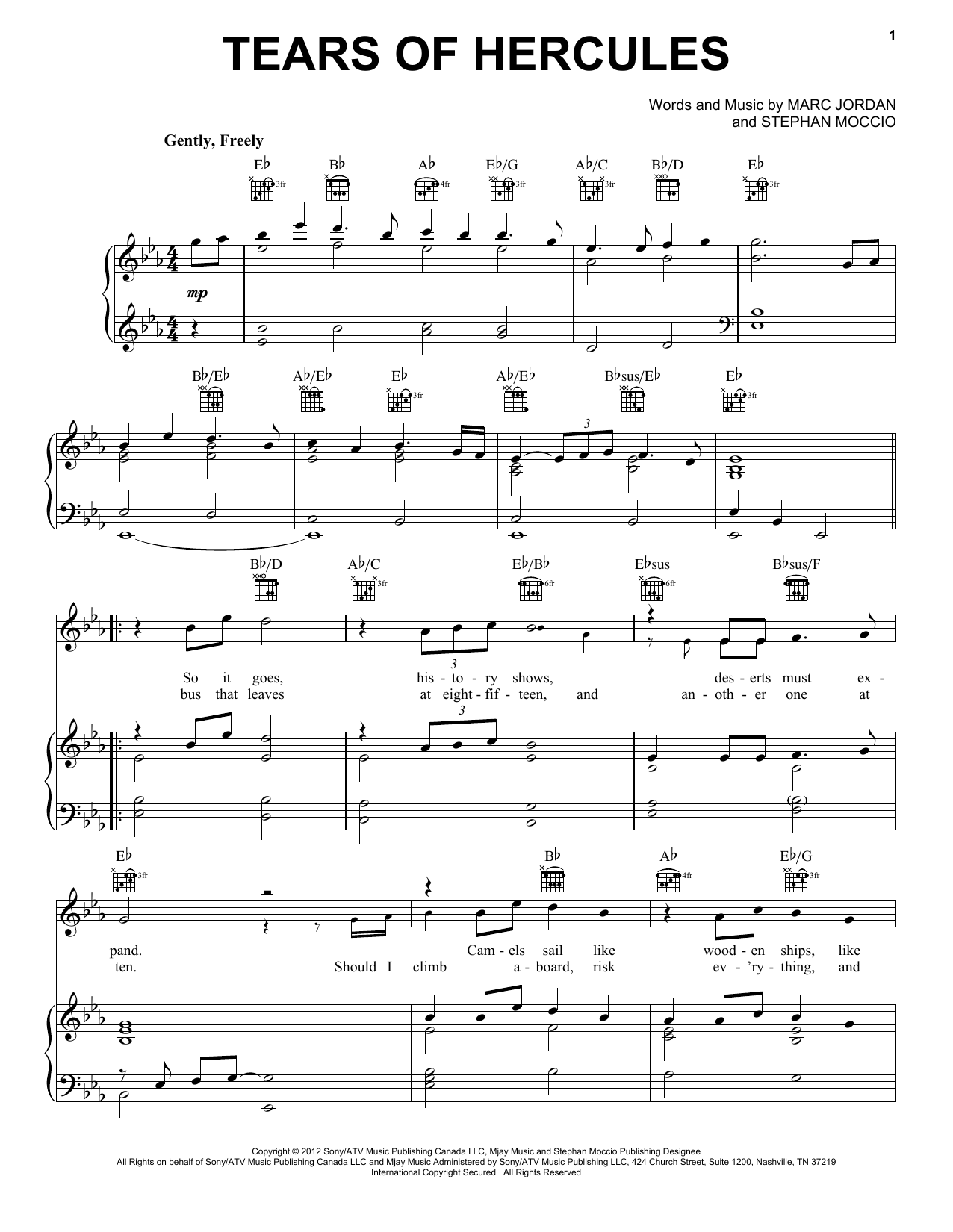 Celtic Thunder Tears Of Hercules sheet music notes and chords arranged for Piano, Vocal & Guitar Chords (Right-Hand Melody)