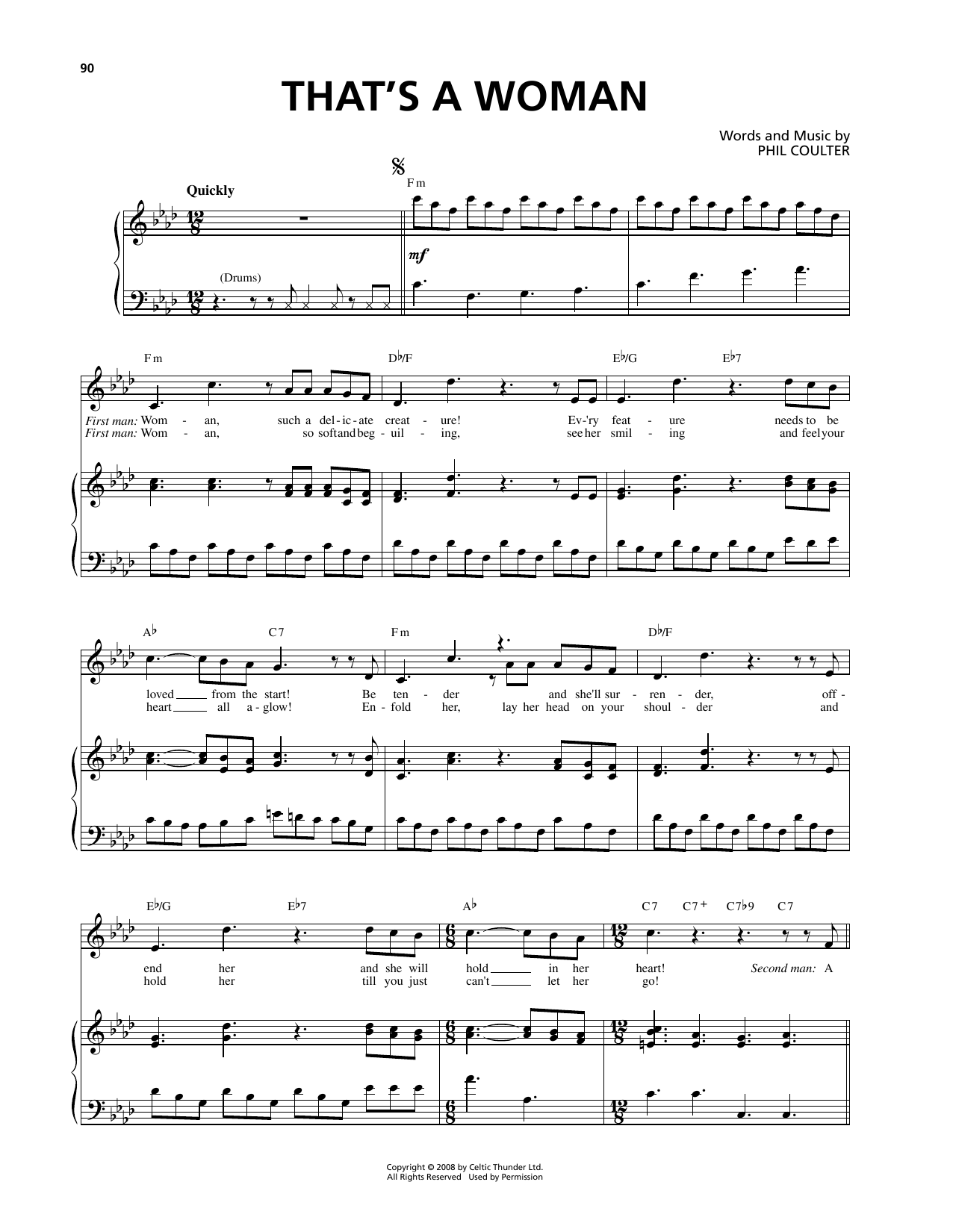Celtic Thunder That's A Woman sheet music notes and chords arranged for Piano & Vocal