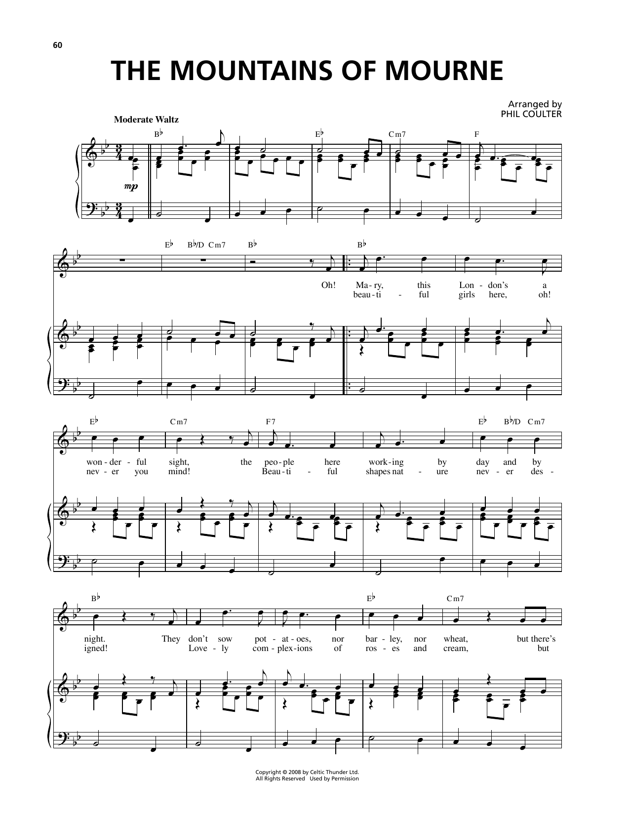 Celtic Thunder The Mountains Of Mourne sheet music notes and chords arranged for Piano & Vocal