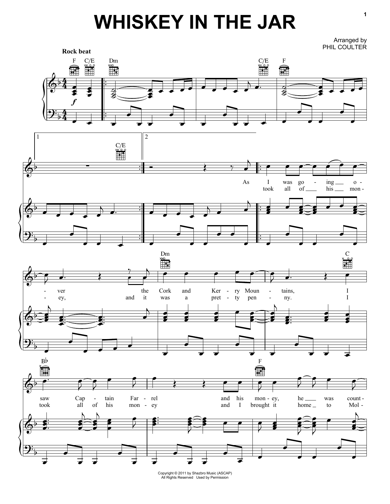 Celtic Thunder Whiskey In The Jar sheet music notes and chords arranged for Piano, Vocal & Guitar Chords (Right-Hand Melody)