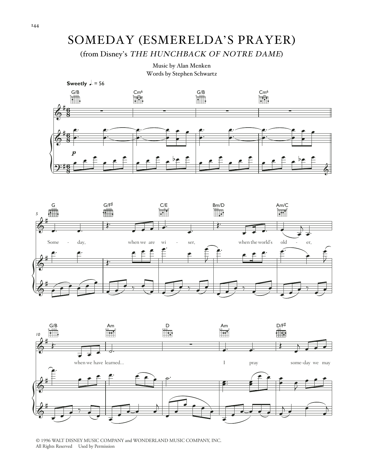 Celtic Woman Someday (Esmerelda's Prayer) (from The Hunchback Of Notre Dame) sheet music notes and chords arranged for Piano, Vocal & Guitar Chords (Right-Hand Melody)