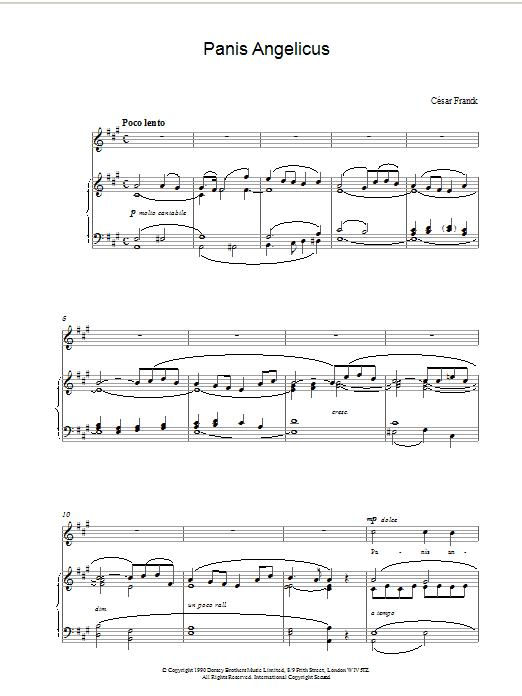 César Franck Panis Angelicus (O Lord Most Holy) sheet music notes and chords arranged for Easy Piano