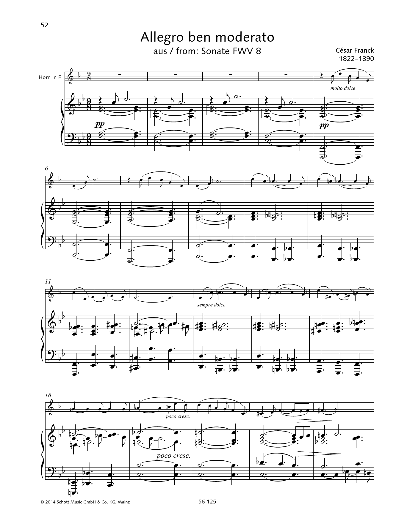 Cesar Franck Allegro ben moderato sheet music notes and chords arranged for Brass Solo